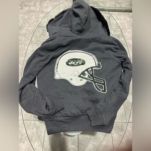 Victoria Secret Fauxfur lined NFL Jets Jacket With Embellished sequins